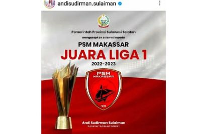Unggahan Gubernur Sulsel Mendadak Hilang Saat Ucapkan Juara ke PSM,Ramai Diserbu Warganet?