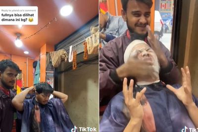 Momen Lucu Pria Nyobain Cukur Rambut di Nepal, Wajah Habis Digosok