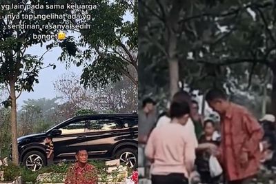Momen Pilu Seorang Bapak Ziarah Sendirian, Terdiam di Depan Kuburan dengan Tatapan Kosong