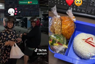 Momen Haru Wanita Terima Bekal Makanan dari Ortu, Setiap Hari Diantar ke Tempat Kerja