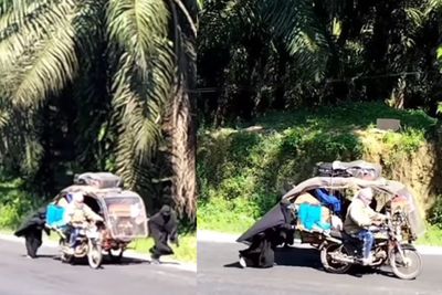 Momen Santriwati Dorong Becak Motor Ayahnya yang Gak Kuat Naik Tanjakan, Banjir Pujian