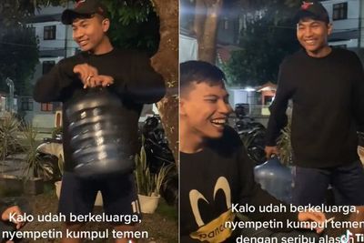 Momen Kocak Pria Kabur dari Istri demi Nongkrong Bareng Teman, Alasannya Beli Galon