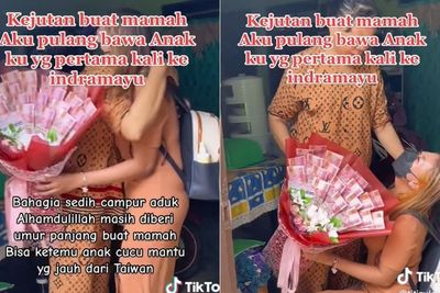 Momen Haru Anak Pulkam dari Taiwan ke Indramayu, Ibunya Girang Pertama Kali Ketemu Cucu