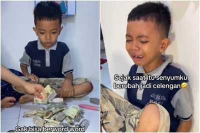 Nyesek! Bocah Ini Nangis di Pojokan karena Uang Tabungan Gak Sesuai Ekspektasi, Curiga Digondol Tuyul