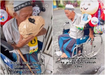 Kisah Kakek 82 Tahun Jualan Balon Keliling Naik Kursi Roda padahal Baru Operasi, Pilu Balonnya Ditiup Sendiri