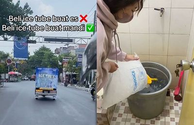 Gokil! Saking Panasnya Cuaca, Warga Kediri Memilih Mandi Pakai Es Batu