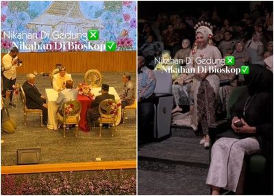 Viral Pengantin Gelar Resepsi di Bioskop , Tamu Undangan Duduk di Kursi Penonton hingga Ada Layar Lebar