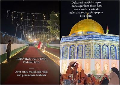 Viral Resepsi Pernikahan Berkonsep Palestina di Bangkalan, Dekor Dome of the Rock Curi Perhatian