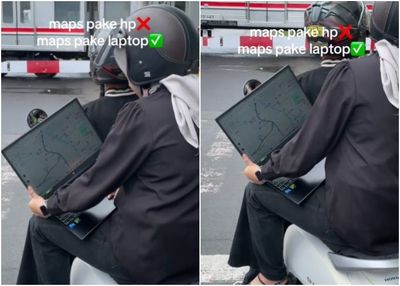 Gak Tanggung-tanggung, Cewek Ini Buka Google Maps di Jalan Pakai Laptop, Masih Nyasar Gak Nih?
