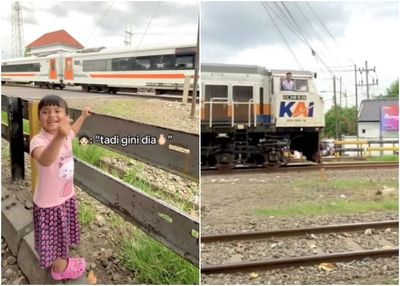 Viral Momen Haru Gadis Kecil Sapa Ayahnya yang Seorang Masinis, Antusias Tunggu di Dekat Perlintasan
