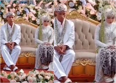 Momen Sepasang Pengantin Saling Duduk Diam di Pelaminan, Tegang Tanpa Senyum dan Menatap