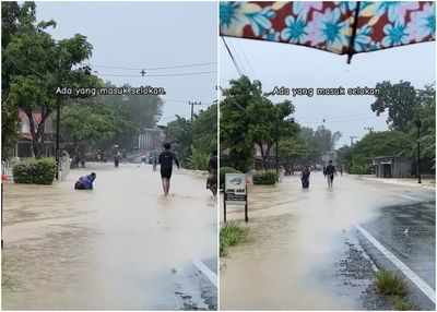 Viral Momen Pria Nyemplung ke Selokan saat Jalan di Tengah Banjir, Warga Gercep Bantu