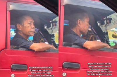 Viral Momen Sopir Angkot Tetap Berjuang Cari Nafkah dengan Kondisi Menggunakan Selang Oksigen