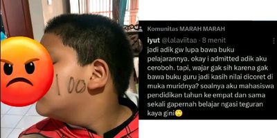 Cuma Karena Lupa Bawa Buku Pelajaran, Seorang Guru Coret Muka Muridnya dengan Angka 100
