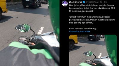 Viral Ojol Gratiskan Tumpangan saat Aksi Unjuk Rasa Tolak RUU PIlkada di Gedung DPR RI