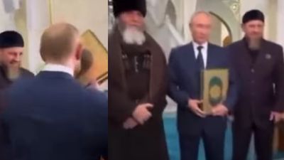 Viral, Momen Presiden Putin Mencium Al Quran Saat Kunjungan ke Masjid Nabi Isa di Chechnya