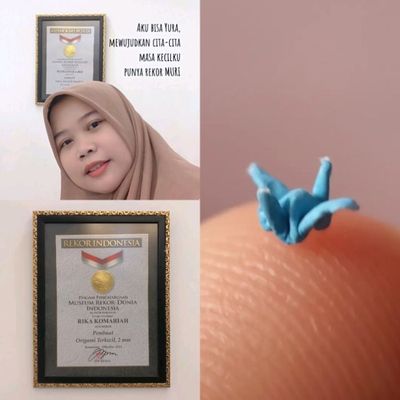 Keren, Wanita Ini Wujudkan Cita-cita Masa Kecilnya dengan miliki Piagam Rekor MURI Lewat Origami Terkecil