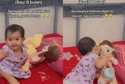 Viral Bayi Smackdown Boneka karena Tak Terima Dot Susunya Dipakai, Netizen : Please Jangan Dipisah!
