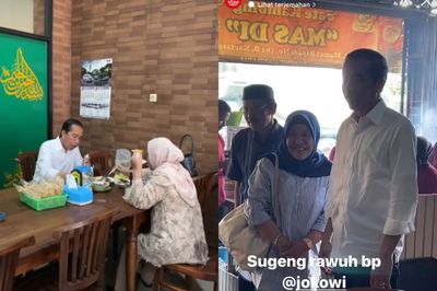 Purna Tugas, Jokowi dan Istri Santai Makan di Warung Sate, Jadi Target Selfie Warga