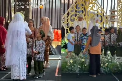 Momen Menggemaskan Murid TK Hadiri Pernikahan Sang Guru, Netizen: It's My Dream