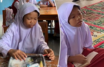 Makan Bergizi Gratis Tumbuhkan Cita dan Harapan Siswi Penjaga Sandal Masjid di Makassar