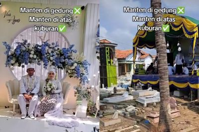 Viral! Pengantin di Madura Gelar Pernikahan di Pemakaman, Netizen: Awas Kesurupan