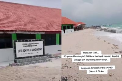 Viral, Potret Sekolah Dasar di Sampang yang Kerap Banjir karena Berada di Pinggir Laut Lepas, Netizen : Bahaya Itu!
