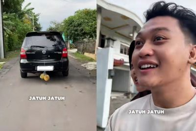 Viral, Momen Pasutri Tak Sengaja Dapat Rezeki Nomplok Setelah Kejatuhan Buah Durian di Jalan Raya