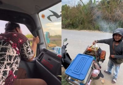 Momen Kang Bakso Bakar Ngebut Kayak Valentino Rossi saat Dikejar Pembeli, Netizen: Semakin Ku Kejar, Semakin Kau jauh