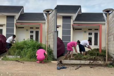 Viral! Aksi Kompak Pasutri Bersihkan Halaman Rumah Tetangga Tak Berpenghuni, Bentuk Kepedulian dan Ucapan Terima Kasih