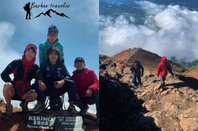 Viral Tukang Cukur di Puncak Gunung Kerinci, Beri Sensasi Potong Rambut di Ketinggian 3.805 MDPL