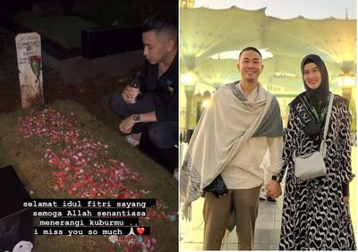 Momen Idul Fitri Tanpa Istri, Inin Ungkapan Anggi Pratama Saat Kunjungi Makam Stevie Agnecya: I Miss You!