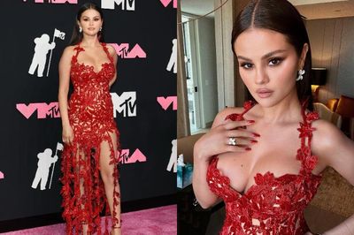 Detail Dress Selena Gomez di MTV VMAs 2023 yang Curi Perhatian, Berbalut Bunga Merah Menyala