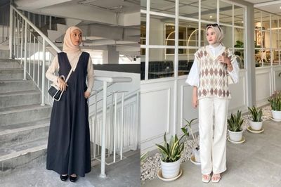 11 OOTD Vest Hijab ala Korea, Bisa Pakai Rok atau Celana!