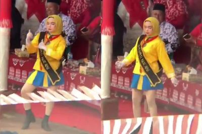 Viral Mayoret Berjilbab Pakai Rok Pendek, Asyik Joget di Depan Para Guru