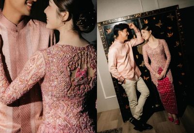 Detail Kebaya Lamaran Harris Vriza dan Haviza Devi Anjani, Bernuansa Pink dengan Bordiran Kucing
