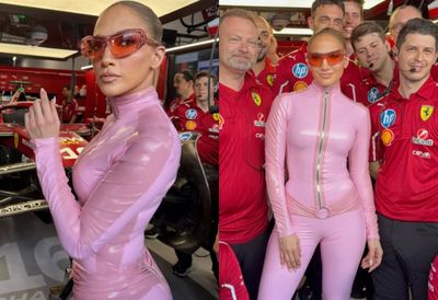 Jennifer Lopez Tampil Glamor Memakai Catsuit Pink Permen Karet di Grand Prix F1 Arab Saudi