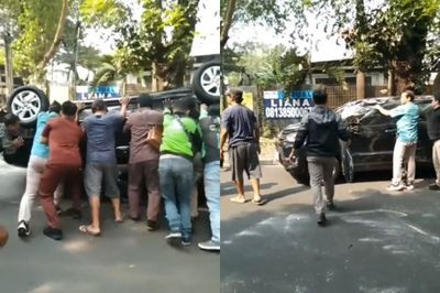 Brak! Duel Avanza vs Kia di Jaksel sampai Terbalik