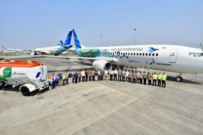 Keren! Garuda Sukses Uji Coba Terbang Pakai Avtur yang Dicampur Minyak Sawit