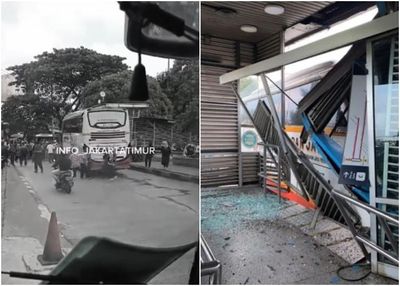 Kecelakaan Tunggal Bus Hajar Halte Busway Pasar Rebo, Polisi Sebut Akibat Sopir Kena Serangan Jantung