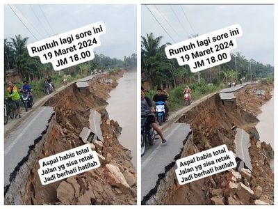 Jalan Longsor karena Terkikis Air Sungai, Bikin Aktifitas Masyarakat Dusun Gading di Riau Lumpuh!