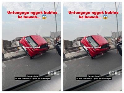 Kecelakaan di Fly Over Ciputat, City Car Nyaris Terjun Bebas!