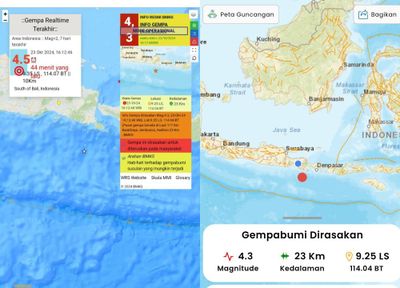 Gempa 4,3 Terjadi di Selatan Jawa Timur-Bali, Guncangannya Sampai Terasa di Ambulu Jember