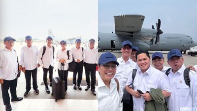 Para Menteri Kabinet Merah Putih Naik Hercules Menuju Pembekalan Militer di Magelang