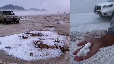 Fenomena Langka, Hujan Salju Pertama Kali Turun di Gurun Pasir Arab Saudi
