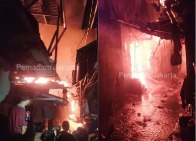 Kebakaran Lahap Pemukiman Padat Penduduk di Kemayoran, 29 Mobil Damkar Dikerahkan Padamkan Api