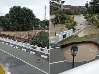 Akses Terputus! Jembatan Kemang Pratama Bekasi Amblas Gegara Banjir