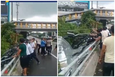 Baliho Milik BNN Ambruk di Tol Dalkot Arah Pancoran, Beruntung Tak Ada Korban