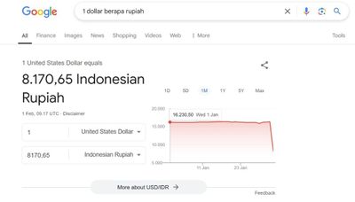 Ada Glitch Kecil di Google Bikin 1 Dollar Turun Delapan Ribu Rupiah