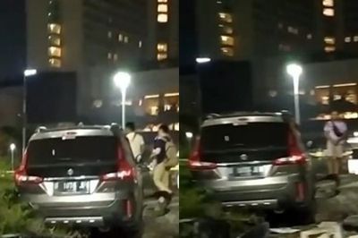 Mobil Suzuki Ertiga Hajar Pagar Air Mancur Bundaran HI Jakarta, Sopir Luka-Luka